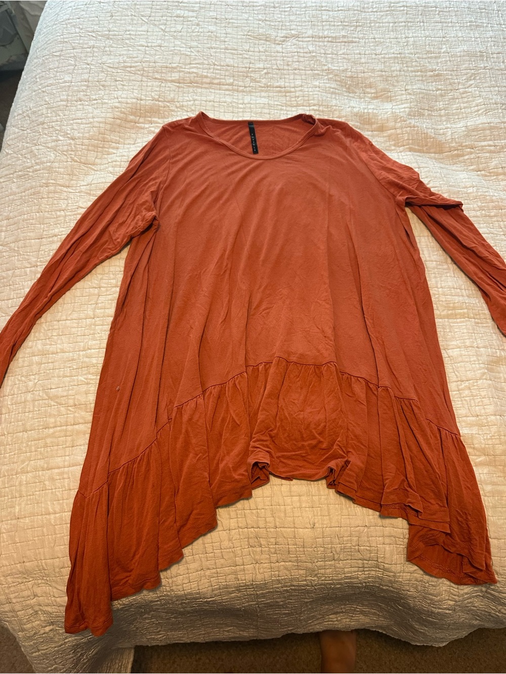 Pastels Rust Orange Long Sleeve Tunic Top
